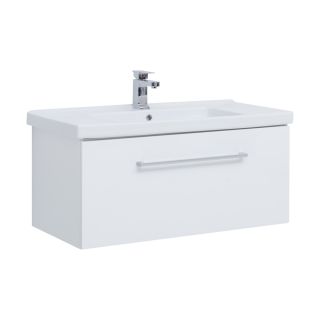 Тумба подвесная Dreja.Rus BIG INN 100 под умывальник Гармония 100, белый глянец